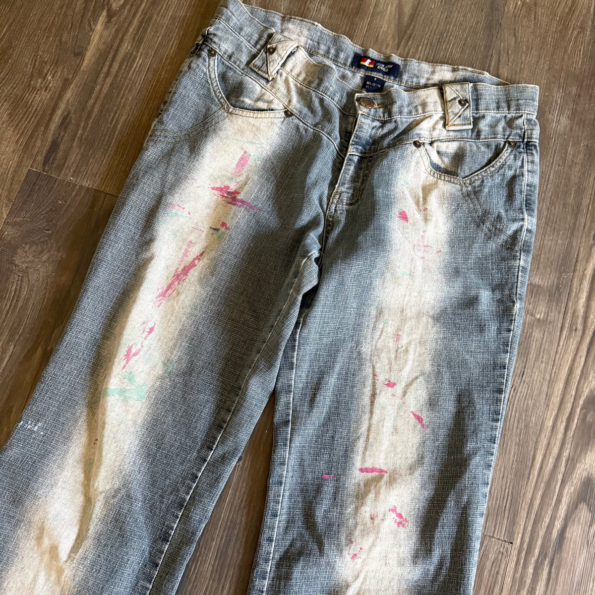 Erica’s faded mid rise jeans