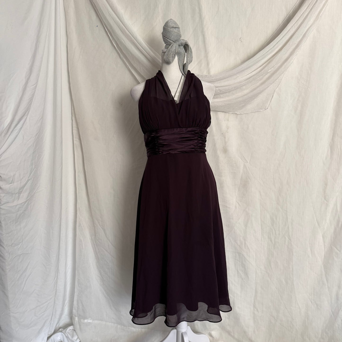2000s plum draping fitted hoco dress