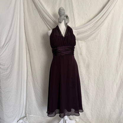 2000s plum draping fitted hoco dress