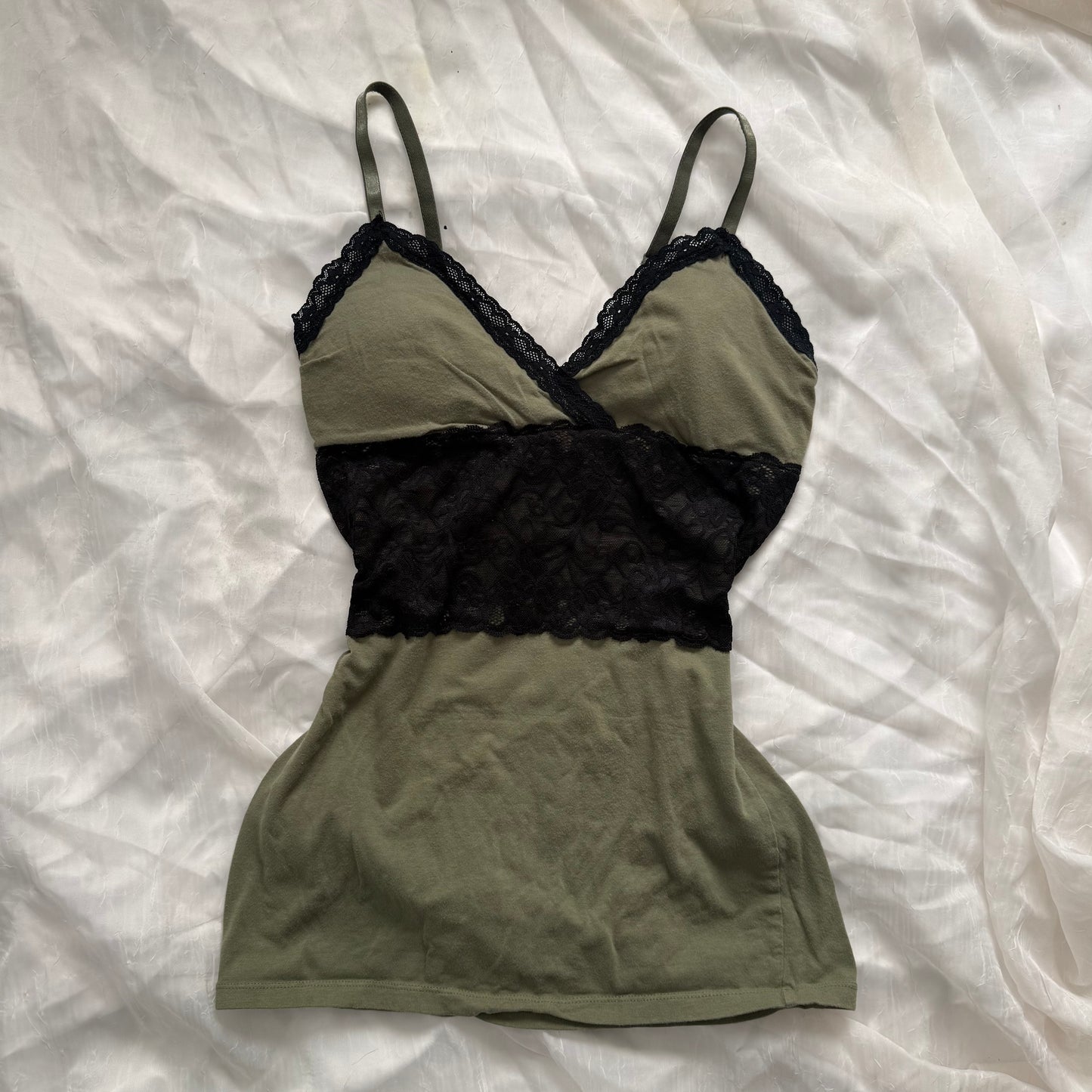 Green lace cami top