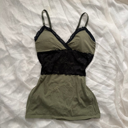 Green lace cami top