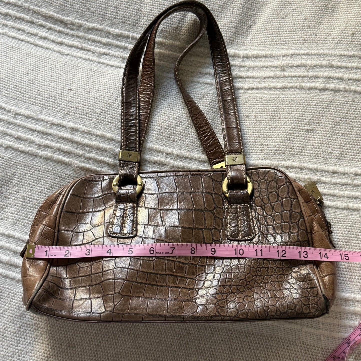 Brown everyday croc leather bag