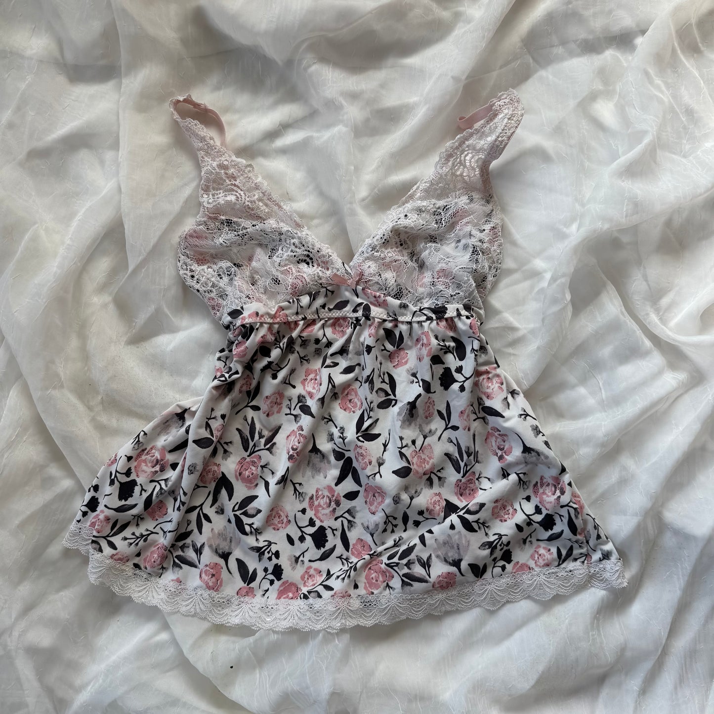 Baby pink rose lace cami