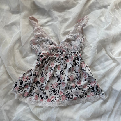 Baby pink rose lace cami