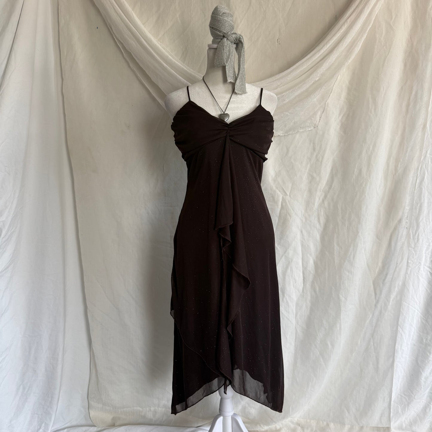 2000s brown glitter fairy summer dress