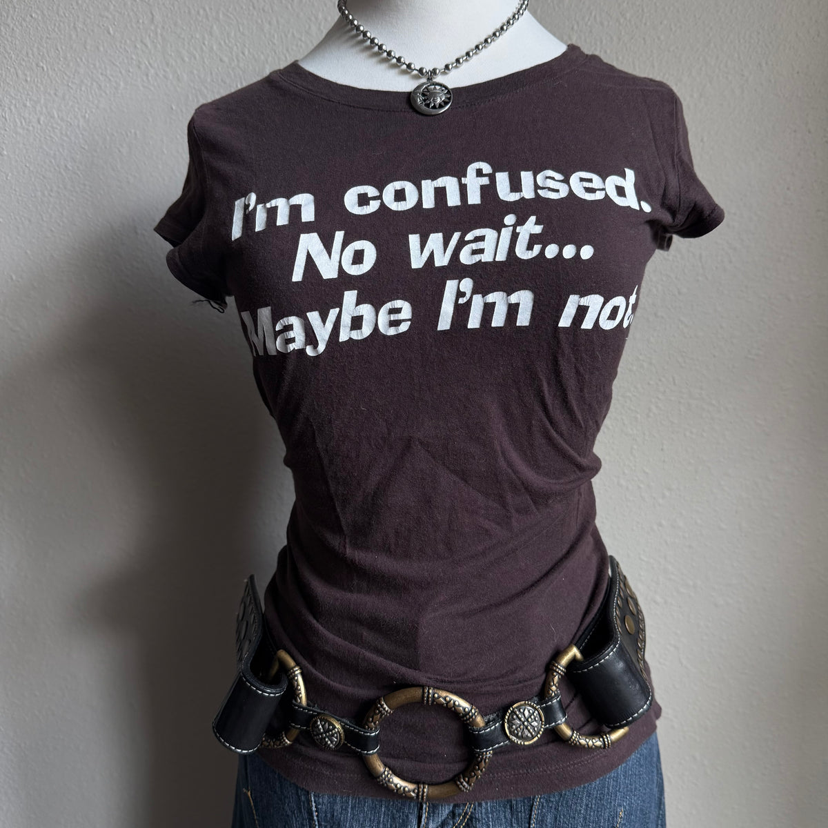 Confused fitted slogan tee