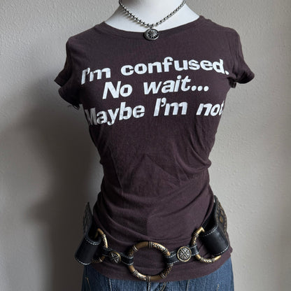 Confused fitted slogan tee