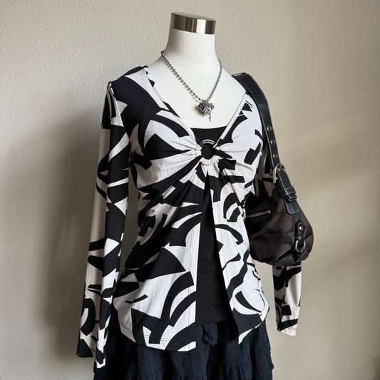 Suzanne’s patterned long sleeve top