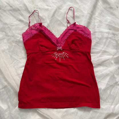 PINK lace fitted cami