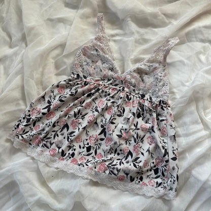 Baby pink rose lace cami