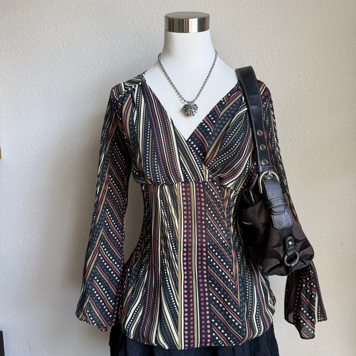 Serenade striped dotted top