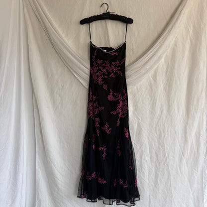 2000s Cache pink prom beaded gown