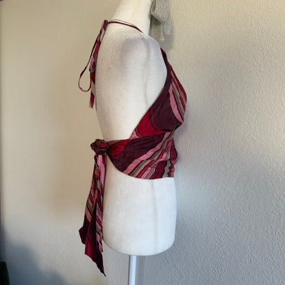 Club striped pink halter top