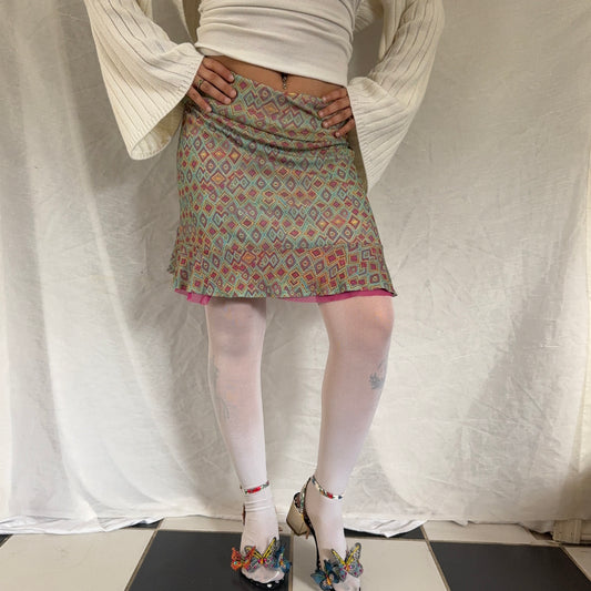 Whimsy pink foldover mini skirt