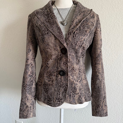 2000s brown printed blazer