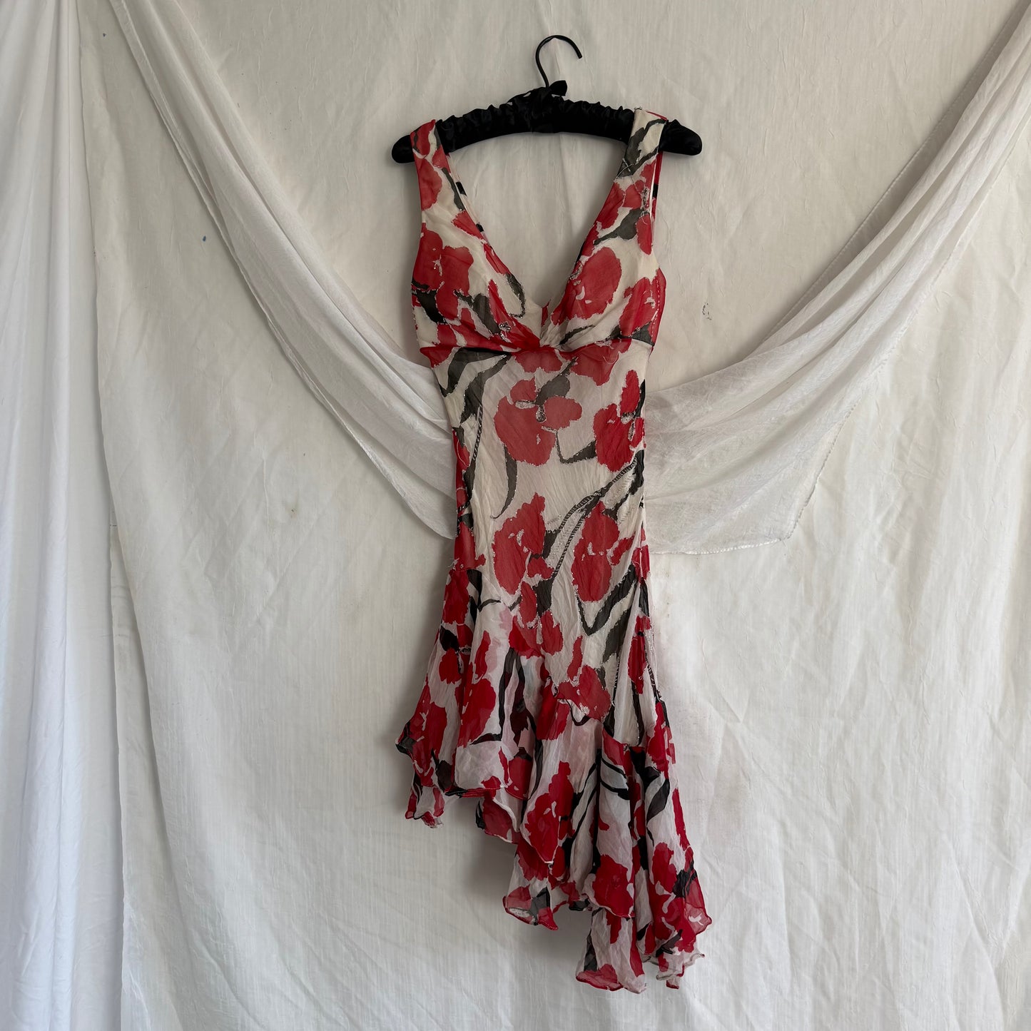 Allure flower beaded mini ruffle dress