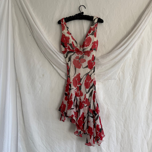 Allure flower beaded mini ruffle dress
