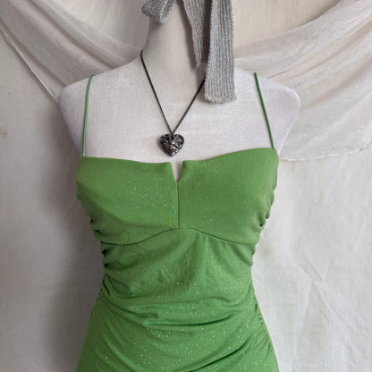 2000s Glitter Tinkerbell green fairy dress