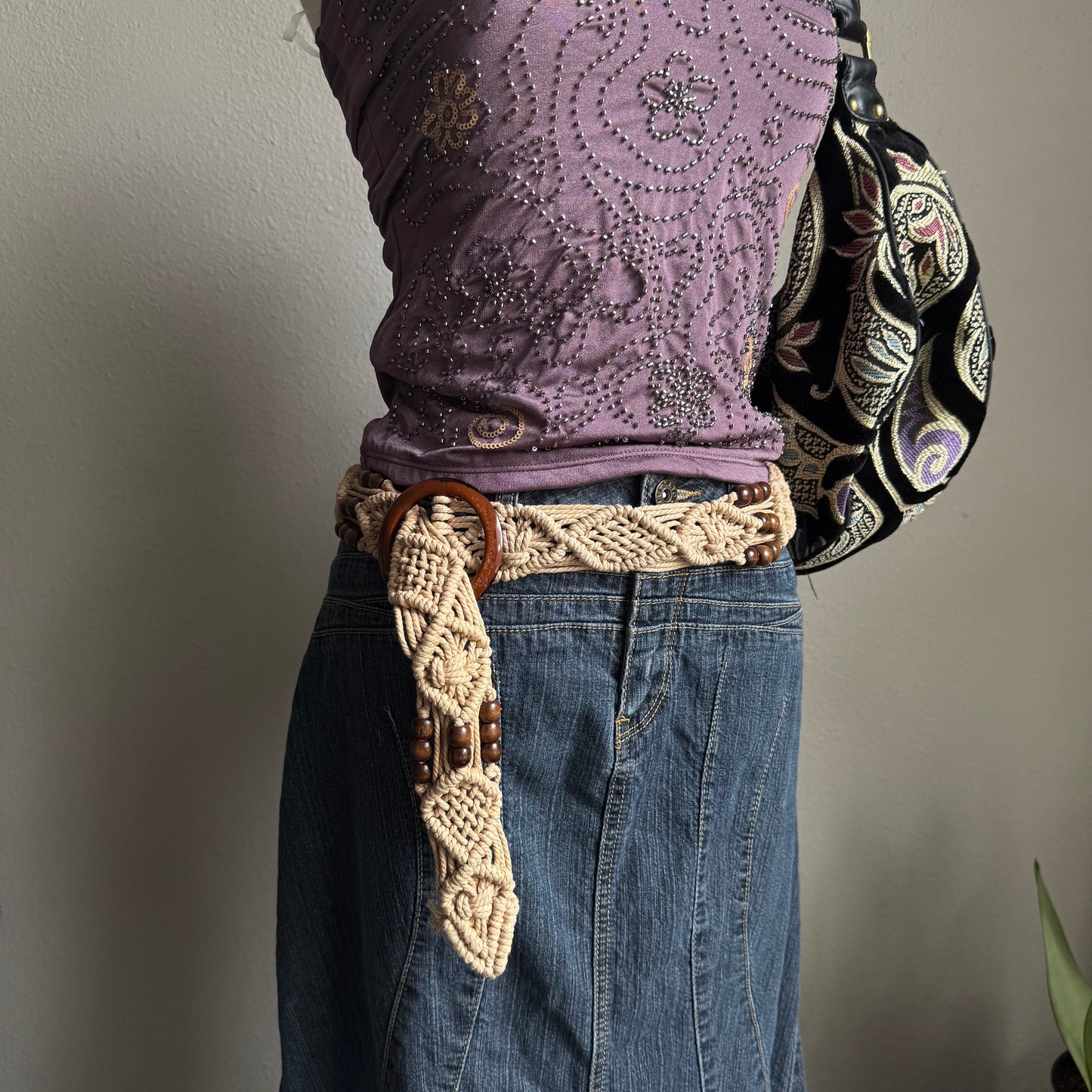 2000s crochet beaded belt