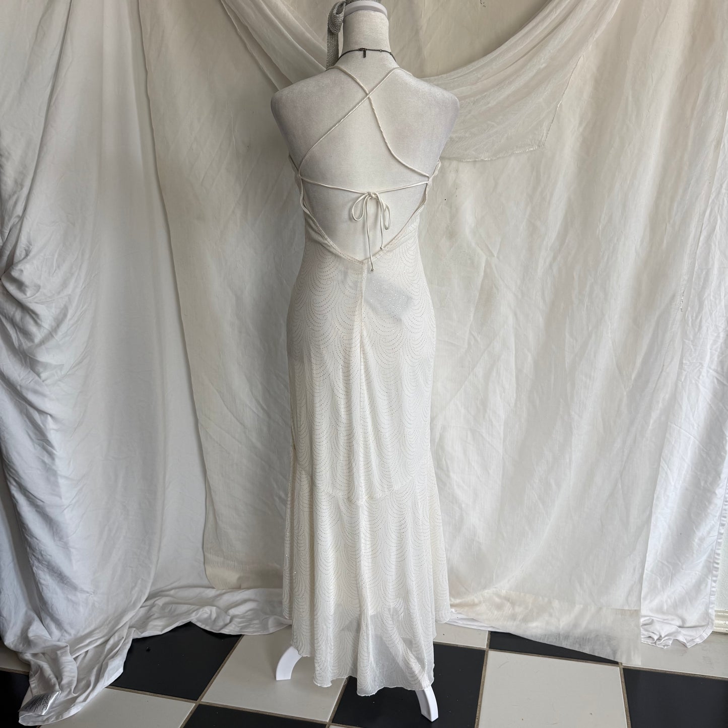 2000s white glitter fairy dress