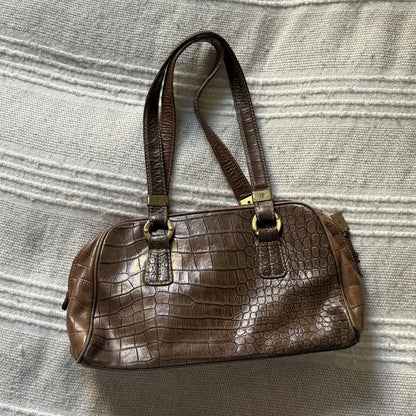 Brown everyday croc leather bag