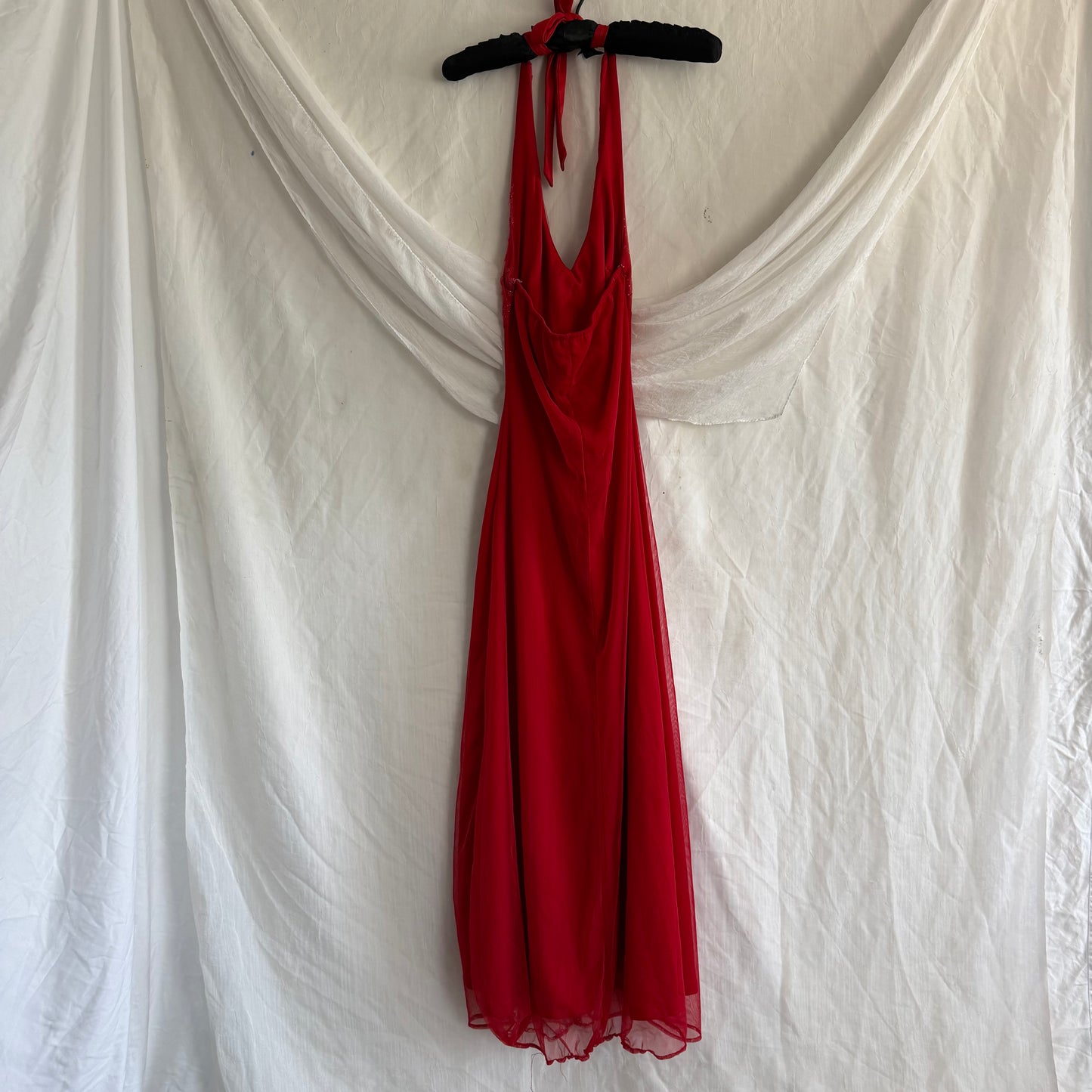 2000s Red Lacey Halter dress
