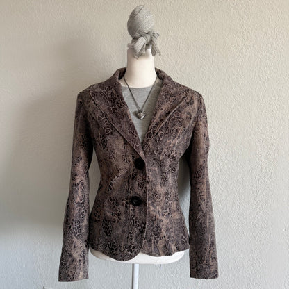 2000s brown printed blazer