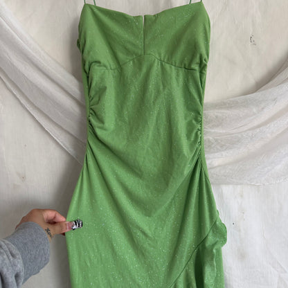 2000s Glitter Tinkerbell green fairy dress