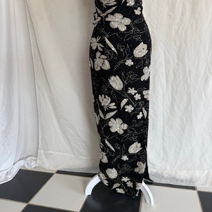 2000s Adriana Pappell fully beaded slit dress