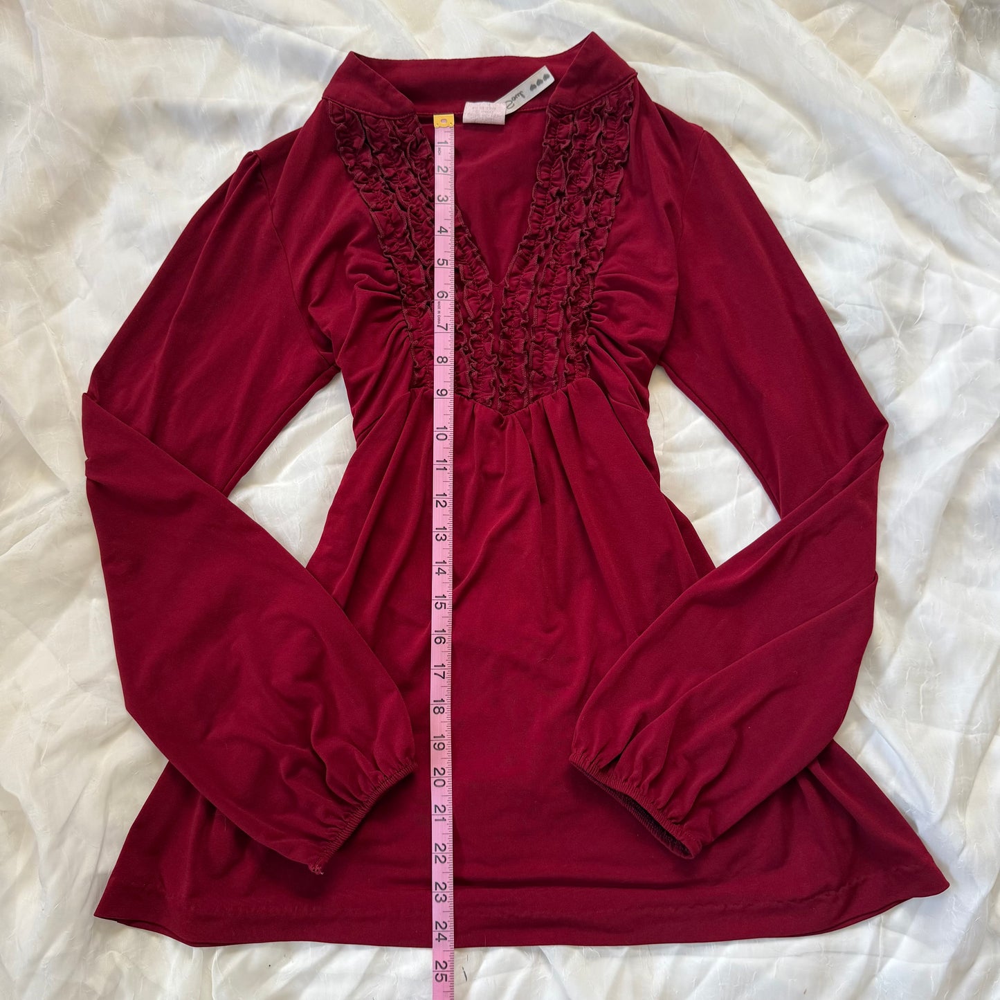 Cherry red ruffle long sleeve