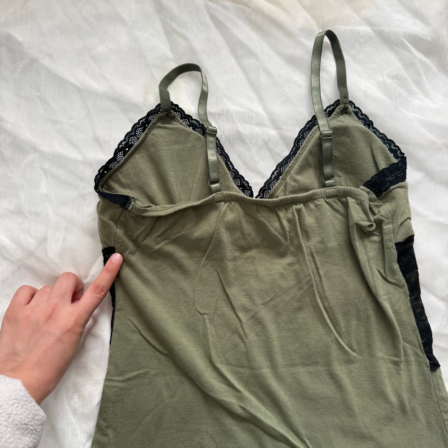 Green lace cami top