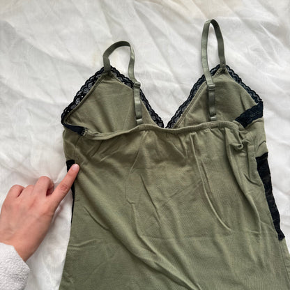 Green lace cami top