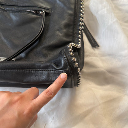 Studded zipper shoulder bag