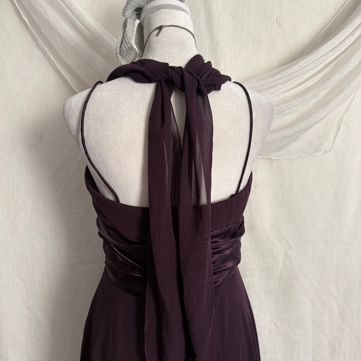 2000s plum draping fitted hoco dress