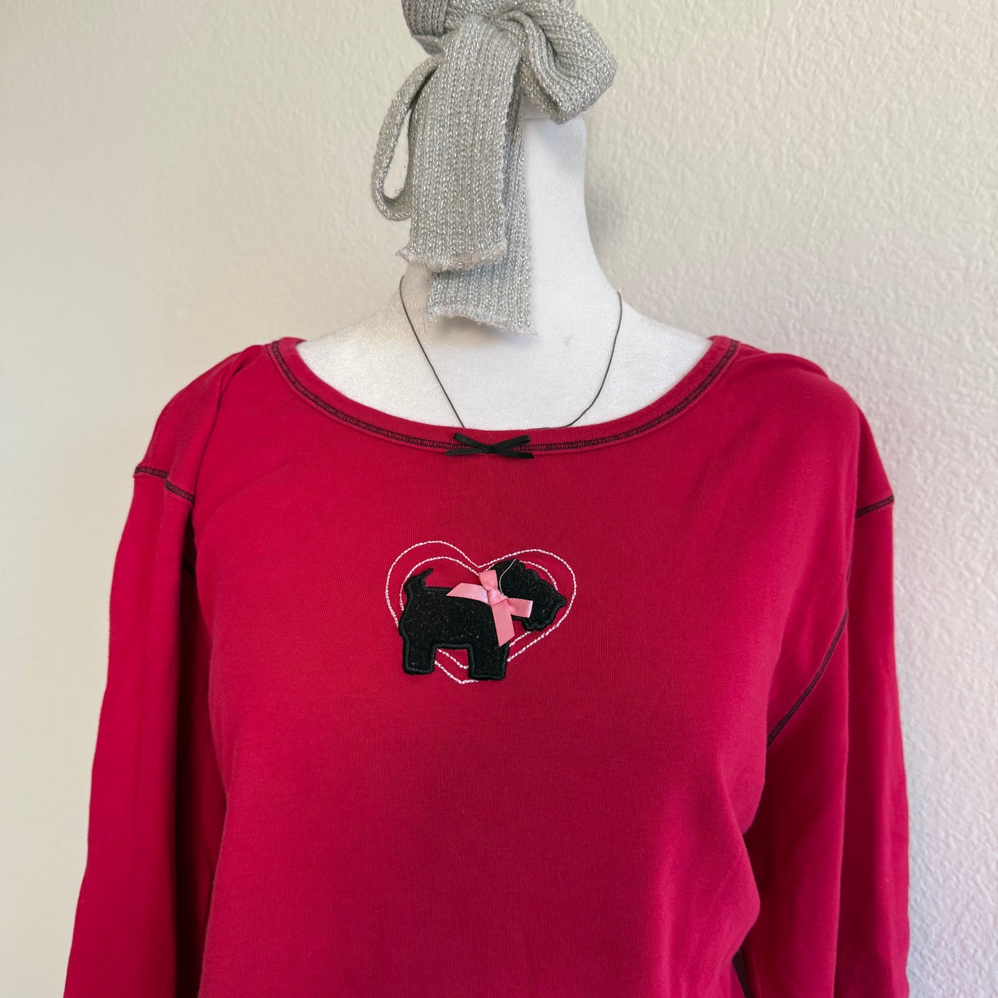 Red poodle longsleeve top