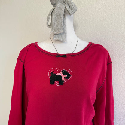 Red poodle longsleeve top