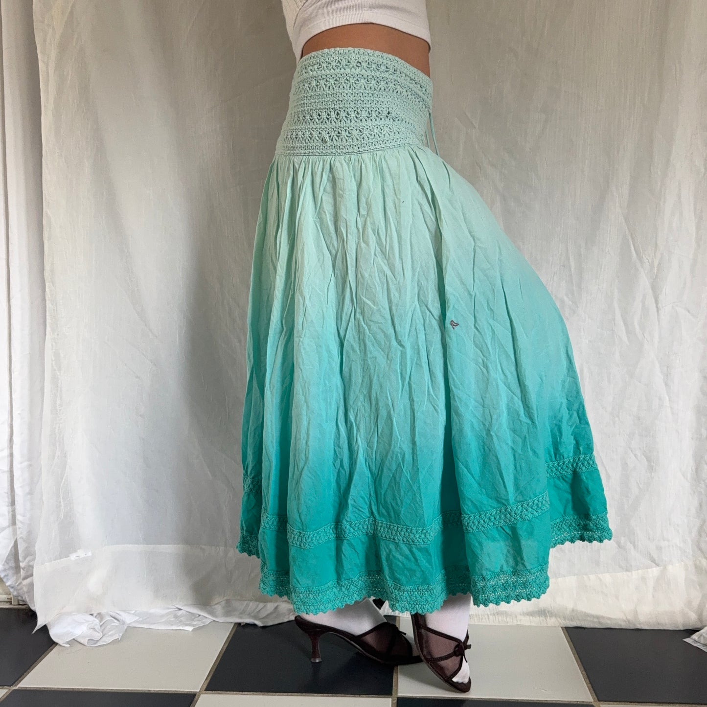 Aqua faded boho maxi