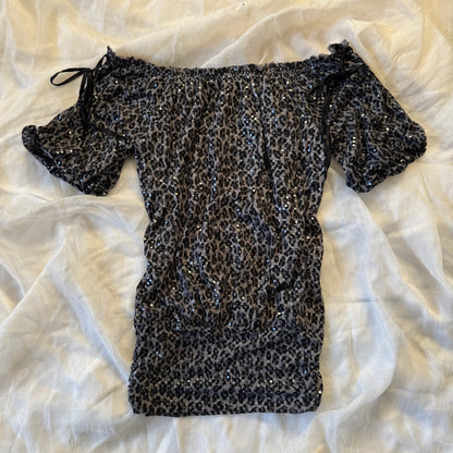 Express leopard sequin top