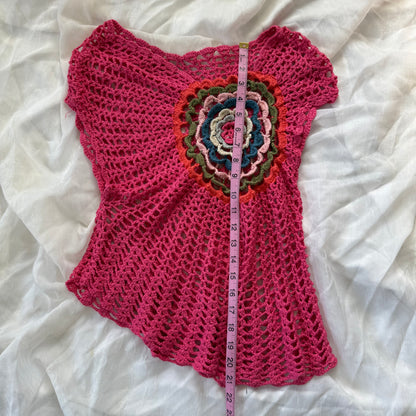 Pink flower crochet top
