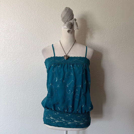 Turquoise bubble lace cami