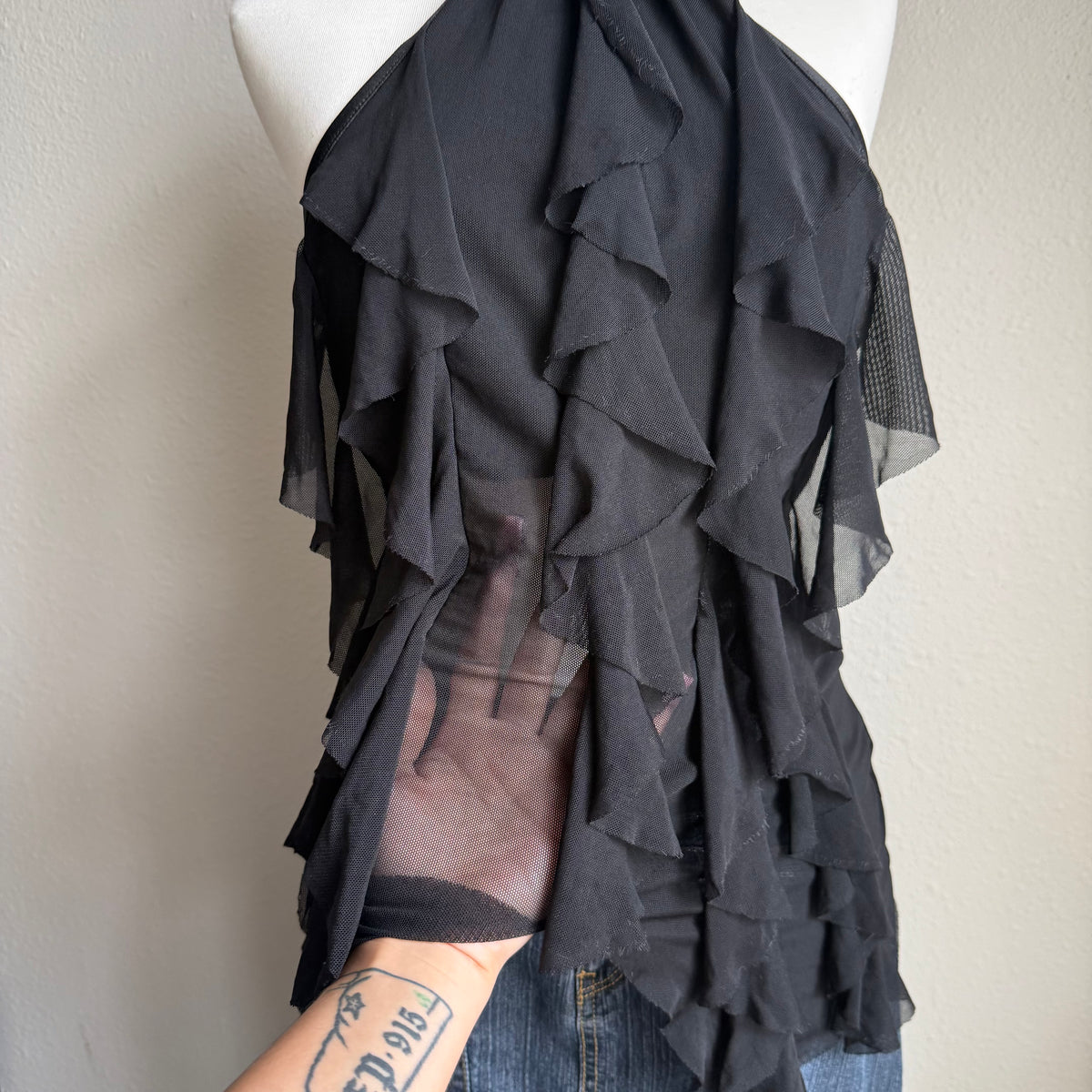 Clubbing ruffled halter top