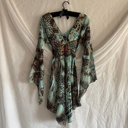 Caribbean Queen leopard butterfly dress