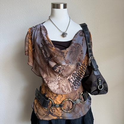 Animal print draped top