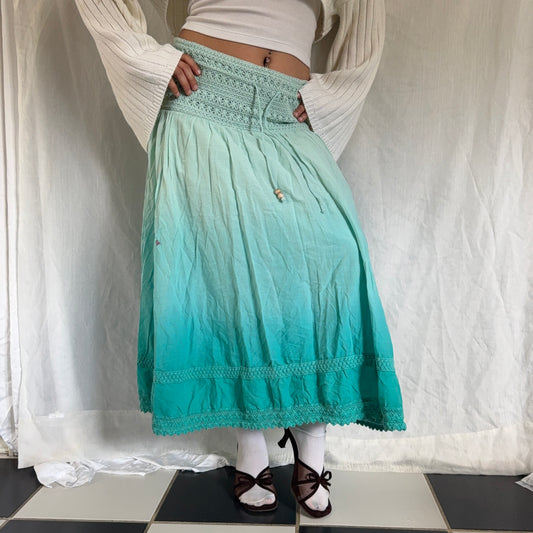 Aqua faded boho maxi