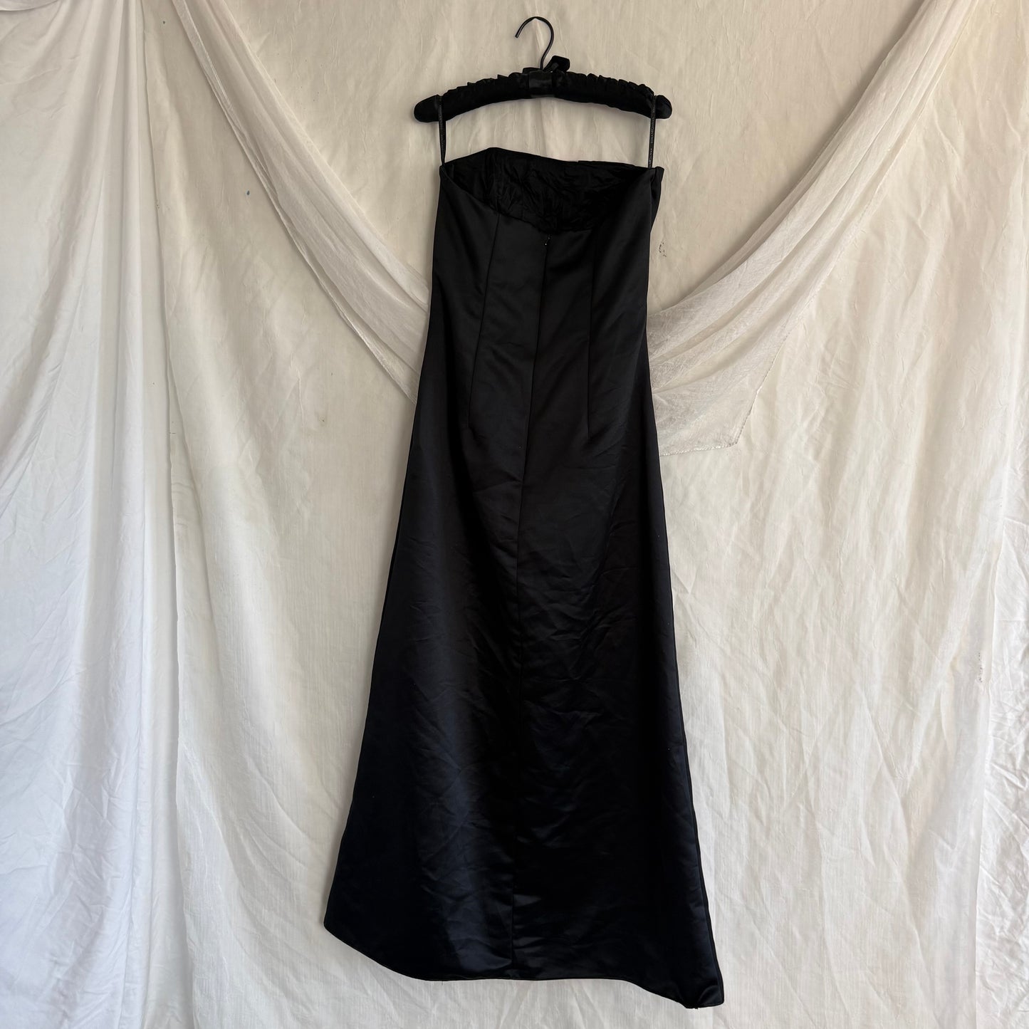2000s Gunne Sax black prom dress with rhinestones