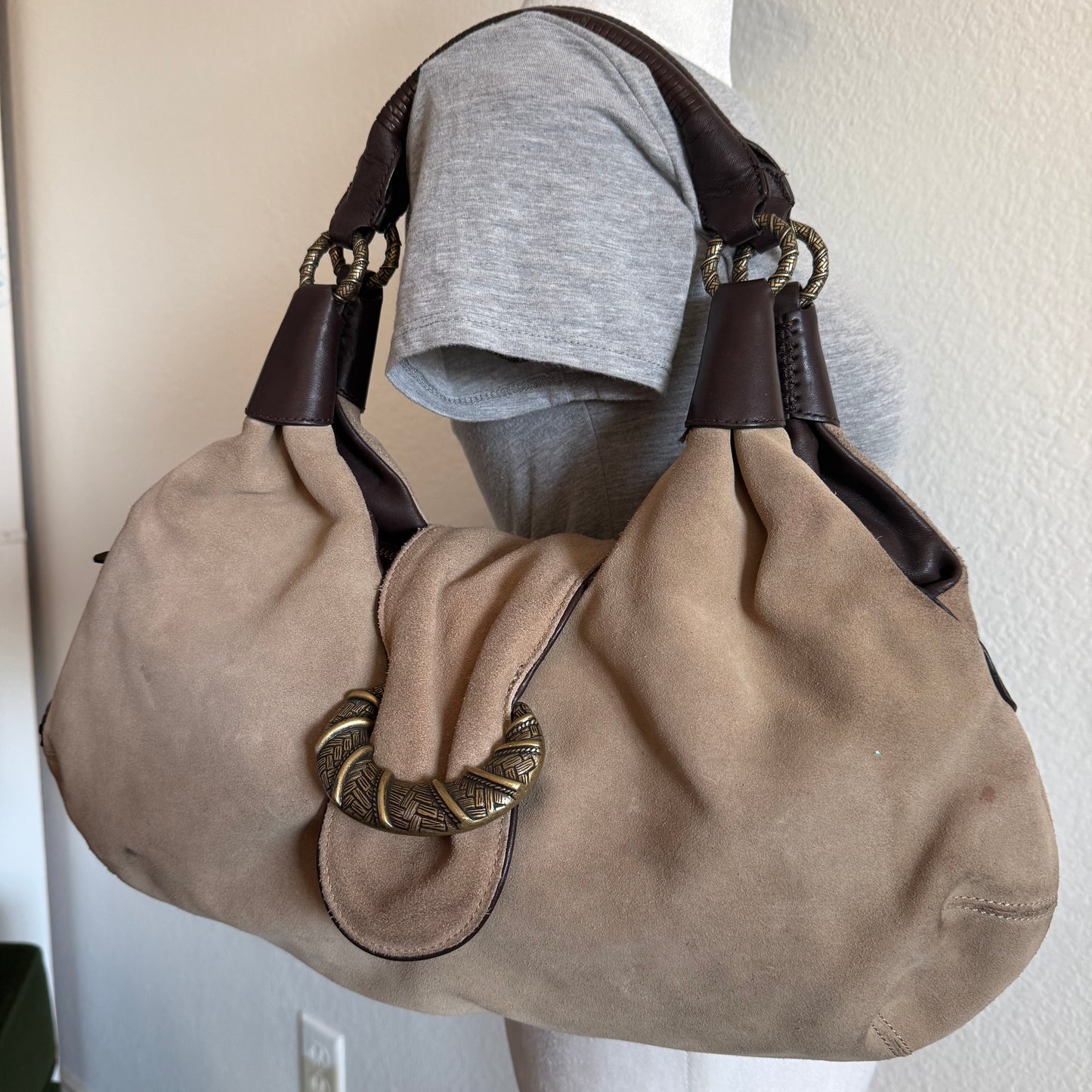 Suede hobo shoulder bag