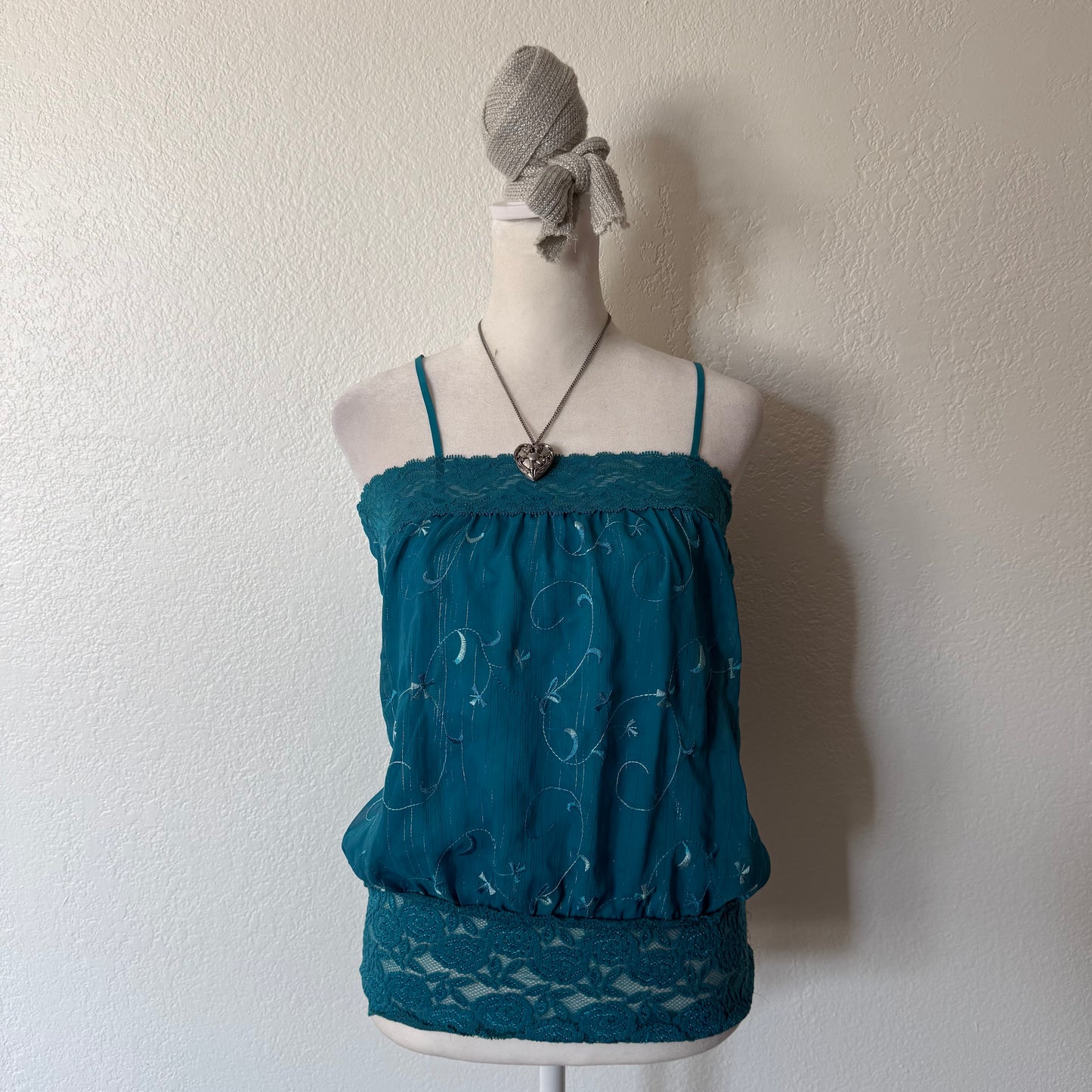 Turquoise bubble lace cami