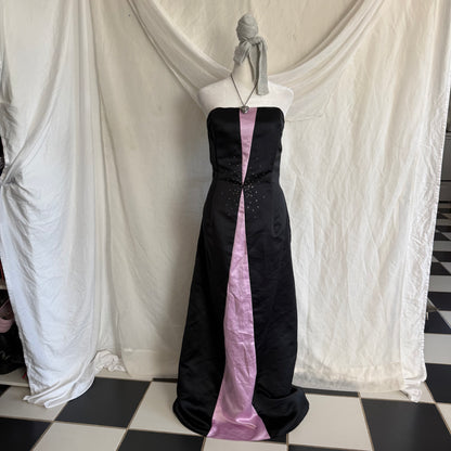 2000s Gunne Sax black prom dress with rhinestones