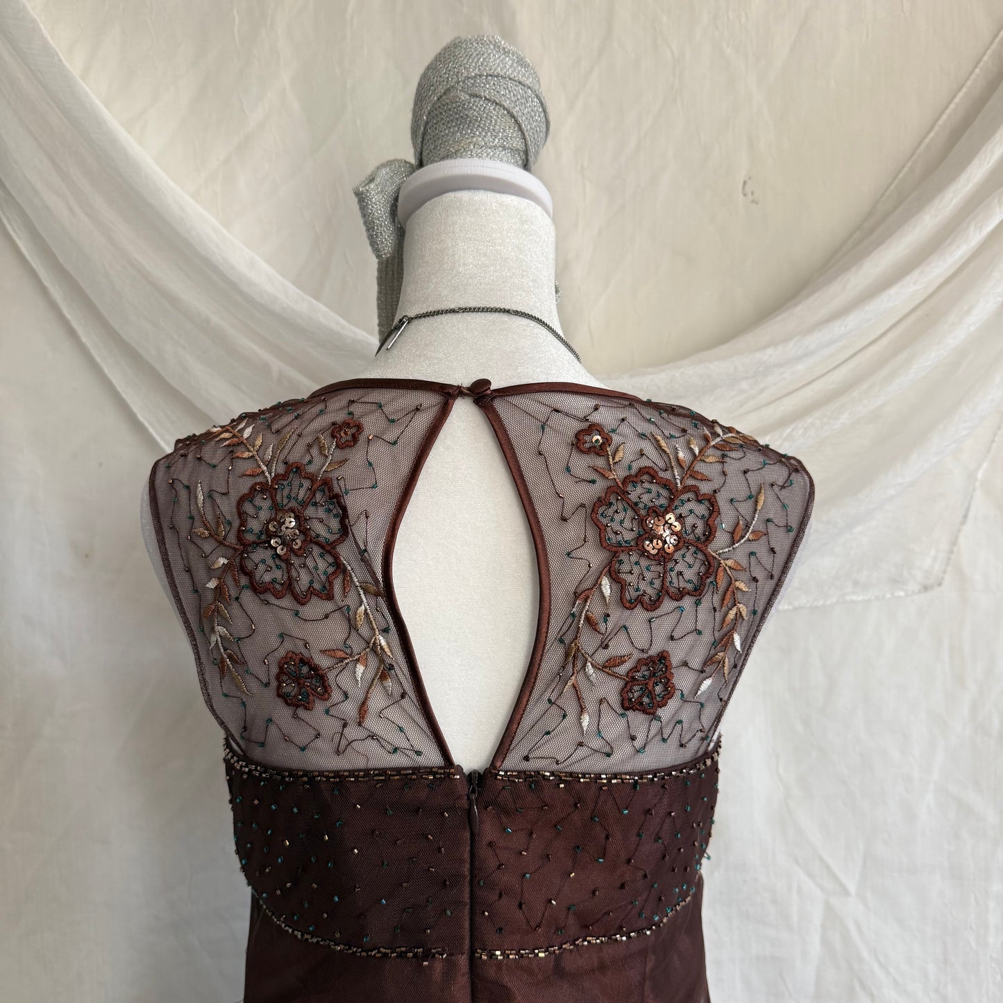2000s whimsical prom beaded flower dress