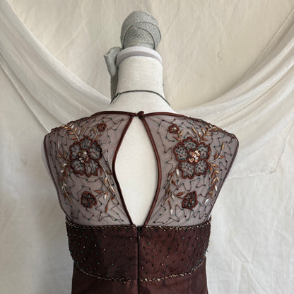 2000s whimsical prom beaded flower dress